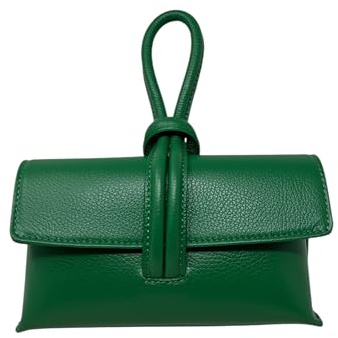 Chicca Borse Borsetta Pochette da Donna in Pelle Dollaro (Verde)