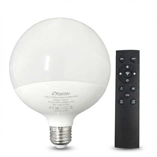 KYOEON LED Lampe E27 G120, 23W LED Glühbirne E27 2600 Lumen, mit 2.4G Fernbedienung, 3000K-6500K Warmweiß bis Tageslichtweiß, 10-100% Dimmbar, ersetzt 150W Glühlampe, LED Leuchtmittel