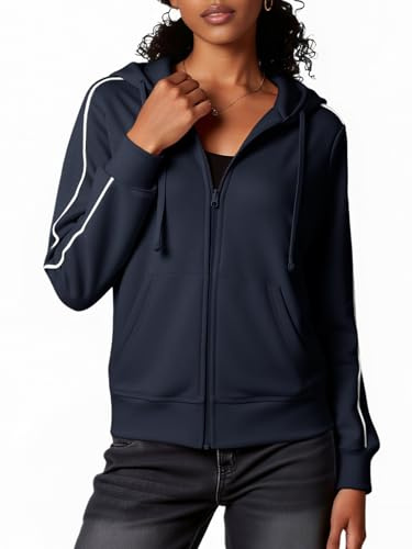 Fisoew Felpa da donna con cappuccio e cerniera, giacca sportiva con cappuccio.