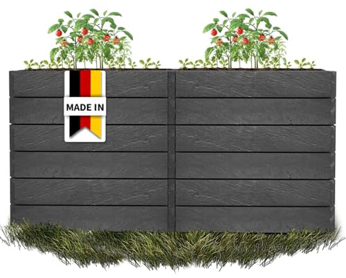 Garantia Ergo Quadro 2 L 75 Hochbeet - Stone ergonomisches Gartenhochbeet aus Kunststoff - Stecksystem mit Bewässerung für Gemüse Kräuter und Blumen - für Garten Terrasse und Außenbereich