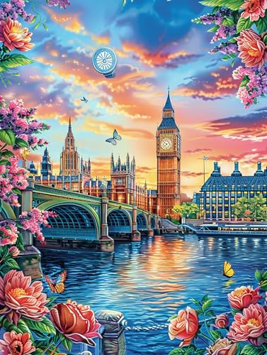 Big Ben und Londoner Skyline bei Sonnenuntergang Puzzle 500 Teile Für Erwachsene Ohne Schadstoffe Science Fiction Magischer Traum Sicher Ab 14 Umweltfreundlich Produziert Ideale