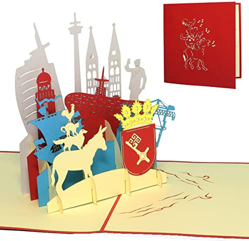 LINPOPUP®, LIN17332, POP UP Karte, Grußkarte Klappkarten 3D Stadtkarte Bremen, Reisegutschein Geburtstag Karten Bremen, N222
