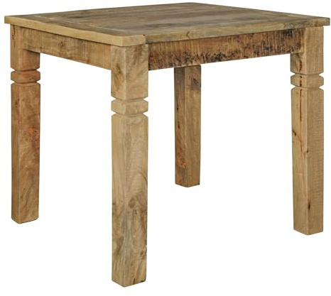 WOHNLING Esstisch Rustica 80 x 80 x 76 cm Mango Massivholz Quadratisch | Küchentisch Rustikal | Design Holz Esszimmertisch | Tisch Esszimmer für 4 Personen Echtholz