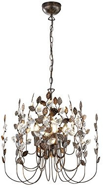 Trio Leuchten 110300428 Napoli A++ to E, Kronleuchter, Metall, E14, rostfarben Antik, 52 x 52 x 150 cm