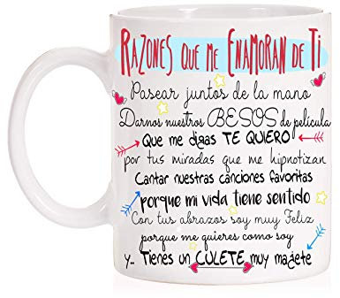 FUNNY CUP Taza Razones Que me Enamoran de Ti. Regalo Divertido con Mucho Amor para Parejas. San valentín. Día de los Enamorados.