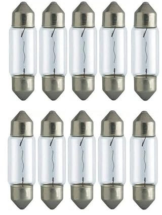 INION 10x Stück – C10W - 41mm - S8.5-12V - 10W - SV8.5-8 - KFZ Beleuchtung - LONGLIFE - Glühlampe Glassockellampe Glühbirne Soffitte Autolampen WERKSTATTWARE/chiavi