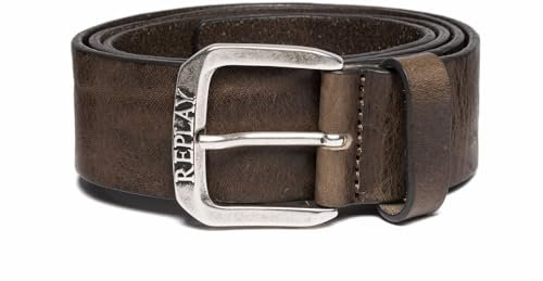 Replay Herren Gürtel aus Leder, Faded Grey Mud 035 (Braun), 95