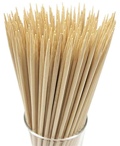 HOPELF 12 Natural Bamboo Skewers for BBQ，Appetiser，Fruit，Cocktail，Kabob，Chocolate Fountain，Grilling，Barbecue，Kitchen，Crafting and Party. Φ=4mm, More Size Choices 6/8/10/14/16/30(100 PCS)
