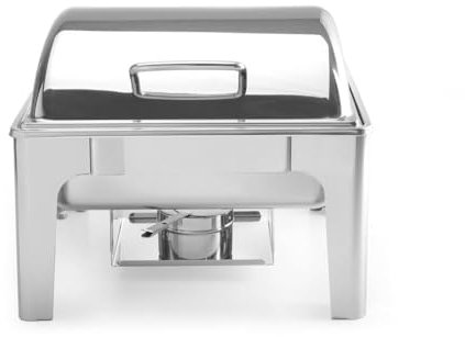 HENDI Chafing Dish, Spiegelglanz, Inkl. zwei Brennpastenbehälter, einer Lebensmittelpfanne, einem Wasserbehälter, Warmhaltebehälter, Speisewärmer, GN 2/3, 6L, 395x405x(H)320mm, Edelstahl