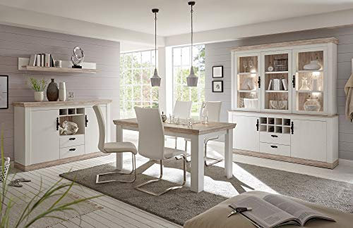 Newfurn Esstisch Tisch Pinie Weiß Esszimmertisch Küchentisch Speisetisch II 160x76x 90 cm (BxHxT)