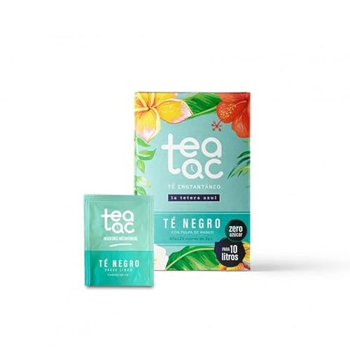 LA TETERA AZUL Te Negro Frío Sabor Mango. Infusión Fría En Polvo. Tea Tac. Caja Con 20 Sobres Prácticos Para Preparar En Cualquier Momento. Sabor Delicioso Y Refrescante En Cada Sorbo.
