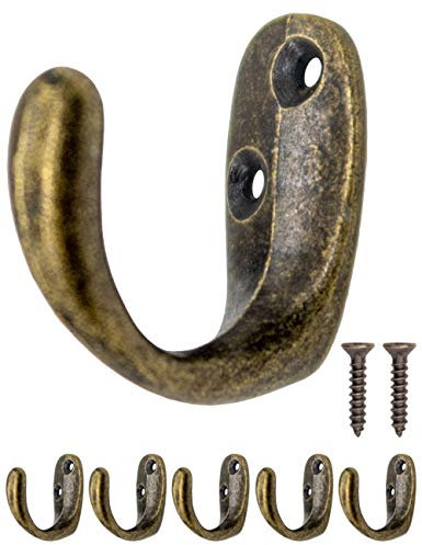 Fuxxer 5 ganci antichi, ganci per guardaroba, in ottone bronzo, ovale, set da 5 pezzi