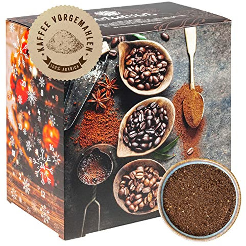 Corasol Premium Flavoured Coffee Kaffee-Adventskalender mit 24 aromatisierten Kaffee-Kreationen, gemahlen für Genießer (240 g)