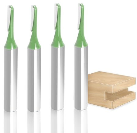 Aopin Router Bit 4mm Cutting Dia 6mm Shank Dia Single Flute Straight Bit Carbide for Woodworking Milling Cutter Tool, Green, Silver, 4Pcs