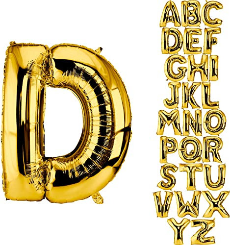 DekoRex Folienballon Gold 82cm Luftballon Geburtstag Hochzeit Deko (Buchstabe D)