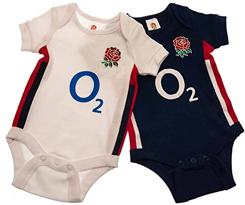 Baby Babies 2 Pack England RFU English Rugby Kit Bodysuits Vest Home & Away Kit Colours 100% Official… (12-18 Months)