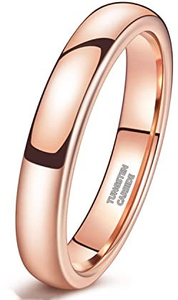 Zakk Ringe Damen Herren Wolfram Rosegold Vorsteckring Schmal Schlicht Poliert Verlobungsringe Eheringe Trauringe 2mm 4mm 6mm (4mm,62 (19.7))
