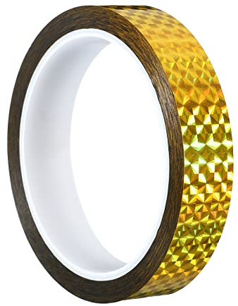 PATIKIL 20mm x 50m Prism Tape, Holographic Reflective Self Adhesive for DIY Art Craft Wrapping Decoration, Gold