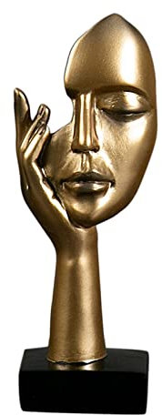 Baoblaze Dekofigur Frauen Gesichts Kunst Statue Denker Skulptur Abstrakter Charakter, Gold
