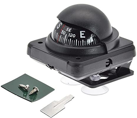 Outdoor Kompass,Boot Navigation Kompas,Auto Saugnapf Kompass, Armaturenbrett Digitale Compass,Halterung Fahrrad Radfahren Wandern Ball N9A2 für Boot LKW Auto