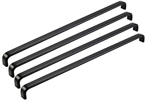 4 Stück Schrankgriffe Schwarz Küchengriffe Moderne Möbelgriffe Schranktürgriffe Aluminium Schubladengriffe Türgriff für Küche,Möbel,Tür,Wohnzimmer,mit Schraube (Hole distance:384mm)