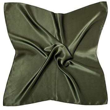 MayTree Seidentuch aus 100% Maulbeer-Seide - Quadratisch einfarbig waldgrün 53x53 - Luxuriöses Damen Halstuch - Eleganter Bandana-Schal für Damen - Luxus und Komfort für Erwachsene