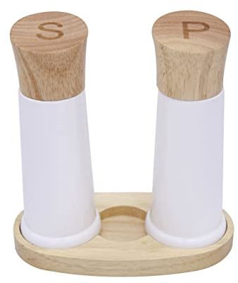 Tessie & Jessie White Wooden Pepper Grinder Set with a Tray, Sea Salt And Pepper Grinders Set, 6” Salt Mills with Tray (White)