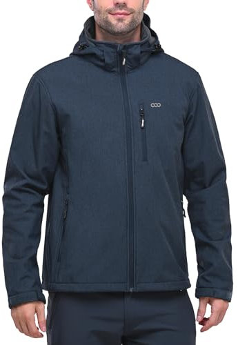 33,000ft Softshelljacke für Herren Wasserdicht Winterjacke Winddicht Warme Fleece Gefüttert Windbreaker Funktionsjacke Outdoorjacke für Wandern Fahrrad Camping Dunkelblau Heidekraut 3XL