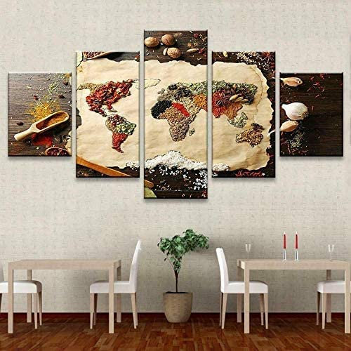 Leinwand Wandkunst, 5 Stück Abstrakte Weltkarte Rahmenlos 150 X 100 Cm Malerei Hd Poster Ölgemälde Kunst Auf Leinwand Wandbilder For Wohnzimmer Esszimmer Hauptdekoration Leinwand Gemälde