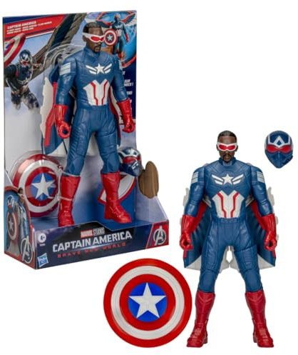 Marvel Avengers Captain America:Brave New World Flight Mode Actionfigur mit Zubehör, Superhelden-Spielzeug 22 cm für Kinder ab 4 Jahren