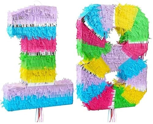 Playflip Pinata Zahl 18 bunt Pastell 18. Geburtstag