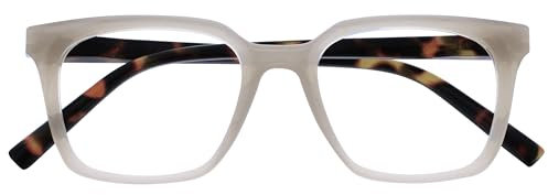 OPULIZE KOI Lesebrille - Große Rechteckige Brillenfassung - Grau - Sehhilfe für Damen, Herren - Federscharniere - R50-7 - +2.00