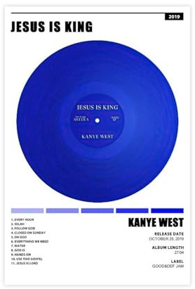 Jamjum Musikposter Jesus Is King von Kanye Poster Leinwand Poster ungerahmt: 30 x 45 cm
