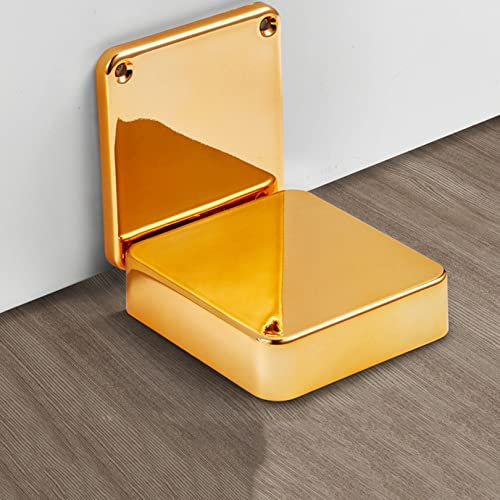 HEAGER Door Stop-Door Wedge Buffer,Door Stopper No Magnetic Suction Catch Concealed Floor Door Stoppers Gold Door Stop Alarm(Size:2pcs,Color:Gold)