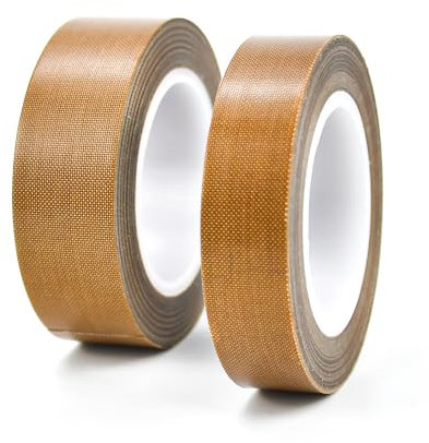 WANTOUTH Teflonband Selbstklebend 15mmx10m/20mmx10m Hochtemperaturband Glasgewebeband Teflon Band Klebeband Glasklebeband für Vakuumiermaschine, Hand- oder Impulsversiegeler