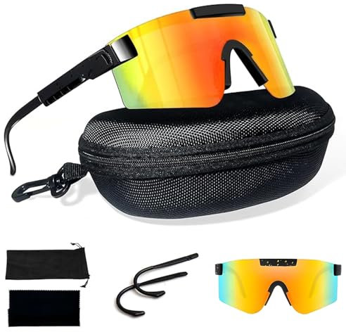 Sportbrille Sonnenbrille Damen Herren Fahrradbrille Sunglasses Polarisierte UV400 Damen Ski Sonnenbrille Schnelle Brille Rave Radfahren Fahrrad Angeln Laufen Rennrad Sport Outdoor Sportarten Gelb