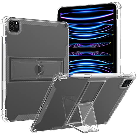 Dteck Clear Case for iPad Air 13 inch, iPad Pro 12.9 6th/5th/4th/3rd Generation Case, Thin Slim Lightweight Anti-Yellowing Transparent Bumper Shock Drop Protection Stand Cover with Pencil Holder