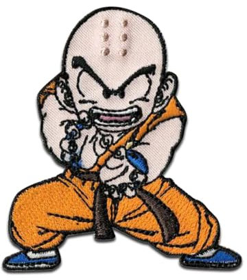 Comercial Mercera, Aufnäher Patches, Dragonball Z, Krilin - Charakter, Aufnäher Ideal für Mützen, Jacken, T-Shirts oder Schultaschen, 100% Polyester, 7x8 Zentimeter