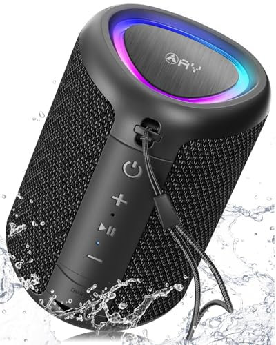 AY Cassa Bluetooth Portatile con Luci, Impermeabile IPX5, Stereo Paring, Ingresso AUX&TF-Card, 24 Ore di Riproduzione, Piccolo Altoparlante Wireless Bluetooth 5.3, Perfetto per Casa,Feste,All'aperto