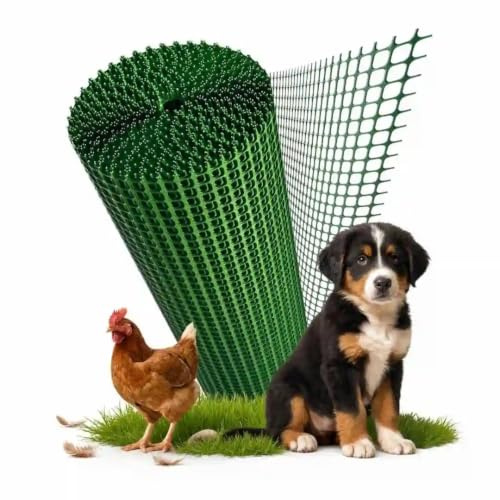 Florade® Clôture de Jardin en Plastique - Robuste et Résistante Aux Intempéries - Utilisation Polyvalente - Pour Chien - Couleur Verte - Maille