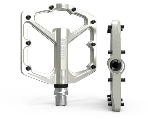 Shredr. Flat Pedale für MTB | Superleichte Flatpedals fürs Mountainbike | In 2 Größen und 9 Farben | Nur 320 Gramm (Silber, M)