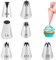 Lot de 7 Grandes Douilles Professionnelles en Acier Inoxydable, Douilles à Pâtisserie Embouts de Tuyauterie (1A/853/1M/2D/2C/2F/580) Douilles Crème pour la Décoration de Cupcakes