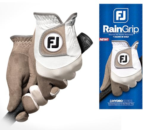 FootJoy Women's RainGrip Golf Glove, White/Grey, Medium, Pair