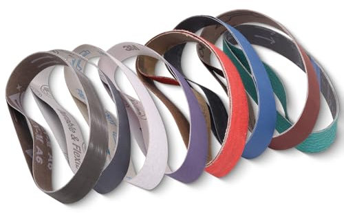 1 x 18 1x18 Inch Sanding Belts, 16 Pcs Knife Sharpener Sanding Belts for Work Sharp Ken Onion Blade Grinder Attachment, 80/120/240/400/600/800/1000/2500 Grit Knife Sharpening Belts