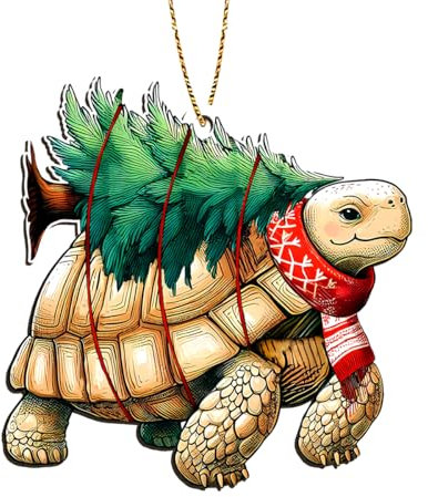 GENANY 2 Seiten bedruckte Holzschildkröte Weihnachtsschmuck 2024 Film Urlaub Andenken Ornament Ornament für Männer Ornament Weihnachtsdekoration für Baum Weihnachtsbaum hängende Dekoration