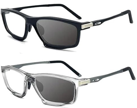 Sport Outdoor Aluminium Magnesium Ultraleicht Farbwechsel Multifokale Lesebrille, Anti Blaulicht Brille (1.0 x,Black+Grey)