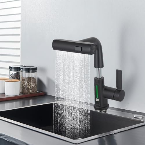 Elektrische Durchlauferhitzer Armatur mit Schläuchen LED Temperaturanzeige Küche Wasserfall Warmwasser Heizung Wasserhahn