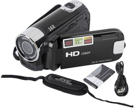 Zisemeil DV-Kamera 4K 48MP, drehbares TFT-Display 2,7 Zoll, Videokamera mit 16-fachem Digitalzoom mit USB-Kabel (schwarz)