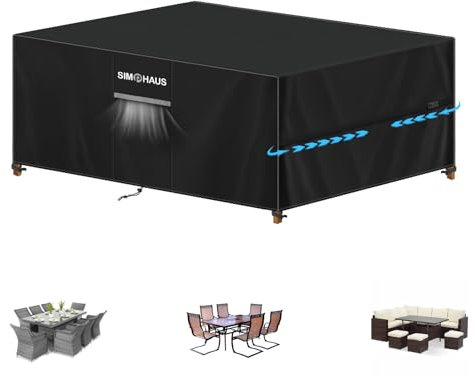 SIMPHAUS Housse Salon de Jardin Exterieur,Housse de Protection Table de Jardin,Bache Salon de Jardin Exterieur Impermeable,Anti-UV 420D Oxford Tissu Housse Canape Exterieur 230x130x90cm