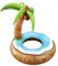 Aufblasbarer Schwimmring mit Palme, 120 cm, Kokosnuss-Design, Blau/Braun